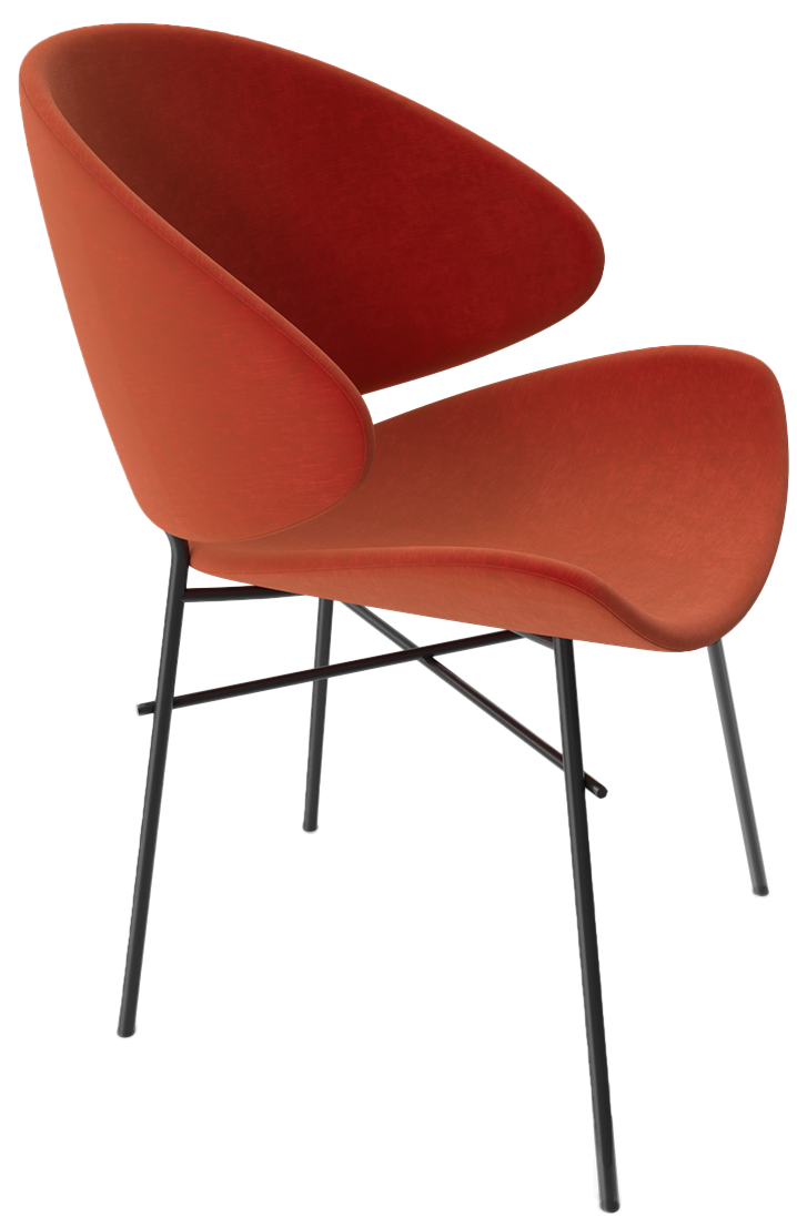Modern orange chair with black legs