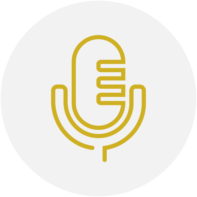 Yellow microphone icon for podcasts